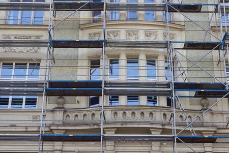 reconstruction and repair of an old building in the cityの写真素材