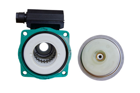 circulation pump for water and boiler heating systems isolated on a white backgroundの写真素材