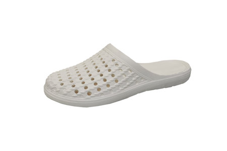 white slippers isolated on a white background, slippers for medical personnel and laboratory assistantsの写真素材