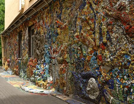 The wall of the house in St. Petersburg decorated with mosaic. Photo taken in St. Petersburg. Petersburg on June 12, 2017のeditorial素材