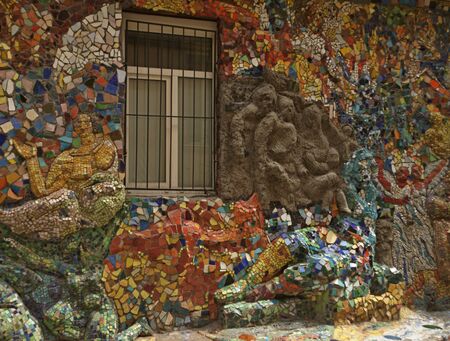 The wall of the house in St. Petersburg decorated with mosaic. Photo taken in St. Petersburg. Petersburg on June 12, 2017のeditorial素材