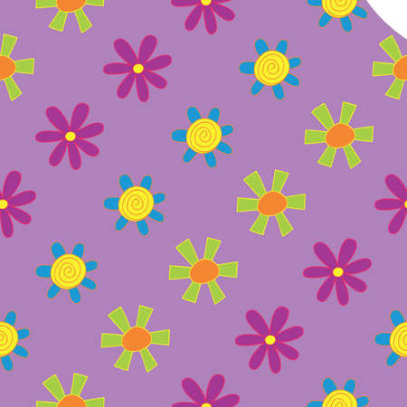 Funky Lilac Flower design in a Seamless Repeat Pattern. Perfect for backgrounds, and use in scrapbook projects, packaging, decor, decoration, craft projects, card making, fabric, and textile printing.のイラスト素材