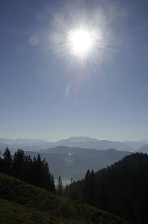sun in the mountainsの写真素材