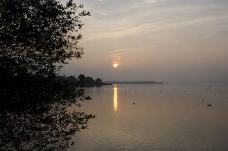 evening on the chiemseeの写真素材