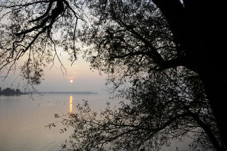 evening on the chiemseeの写真素材