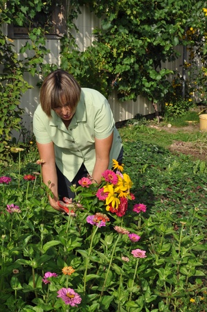 Woman in a Gardenの写真素材