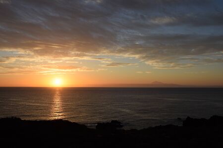 Sunrise at the sea near La Palmaの写真素材