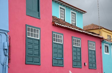 House facades in Santa Cruz de La Palmaの写真素材