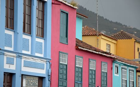 House facades in Santa Cruz de La Palmaの写真素材