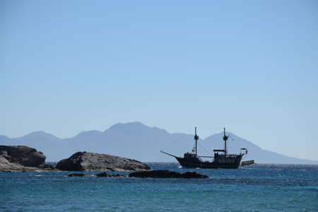 Boat at Kamari, Kosの写真素材