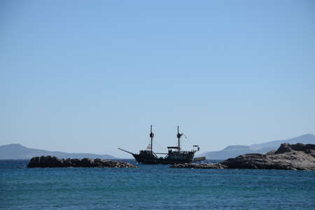 Boat at Kamari, Kosの写真素材