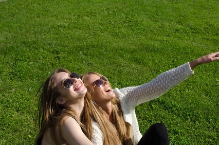 Two girlfriends enjoying time during the summerの写真素材