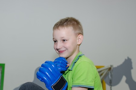Young boy is read for training boxingの写真素材