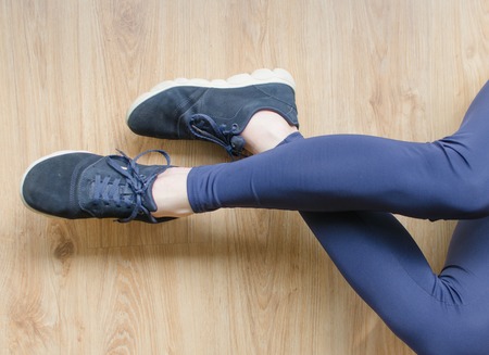 Closeup of legs in the sport shoesの写真素材
