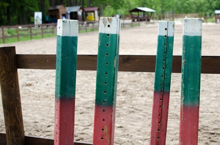 Closeup of the fence in the parkの写真素材