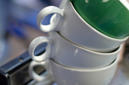 Set of clorful cups on the kitchenの写真素材