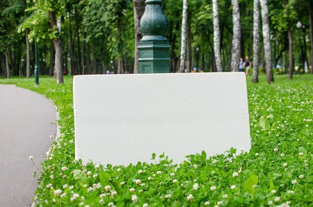 Close up of white empty banner in the parkの写真素材