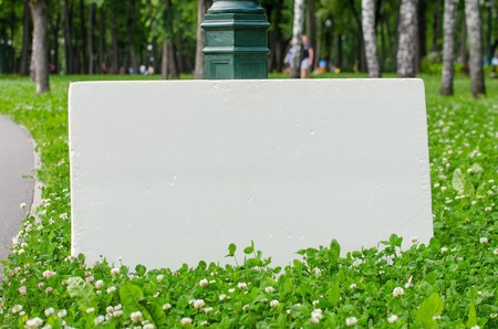 Close up of white empty banner in the parkの写真素材