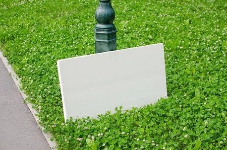 Close up of white empty banner in the parkの写真素材