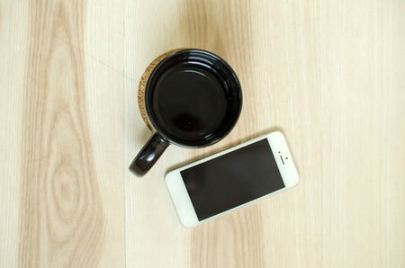 Set of office stuff on the wooden backgroundの写真素材