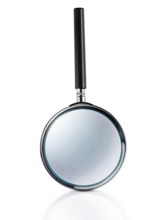 Magnifying glass isolated on white backgroundの写真素材