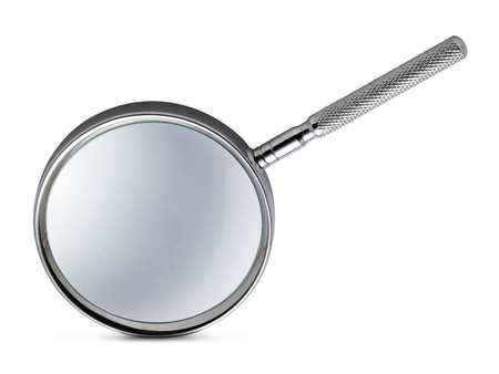 Magnifying glass isolated on white backgroundの写真素材