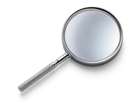 Magnifying glass isolated on white backgroundの写真素材