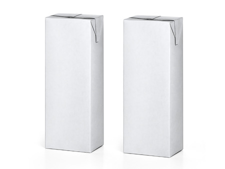 Milk and juice carton packages isolated on a background. Mock up Clean empty carton for new designの写真素材