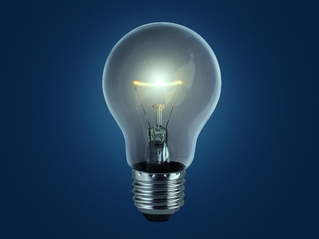 light bulb, on blue backgroundの写真素材