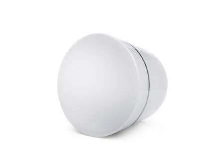 white jar of hand cream or gel with a silver stripe for your designの写真素材