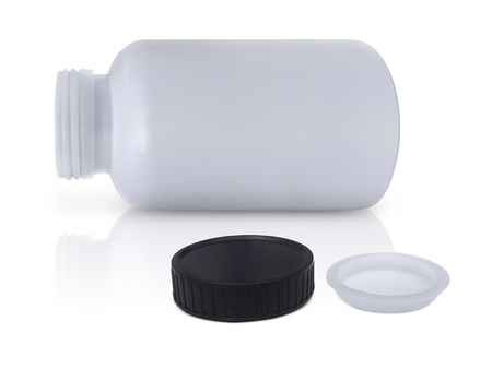 White plastic bottle isolated on white backgroundの写真素材
