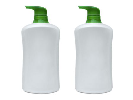 blank shampoo bottle on white isolated backgroundの写真素材
