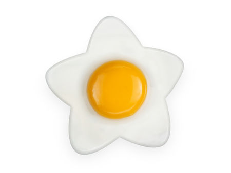 fried egg isolated on white backgroundの写真素材