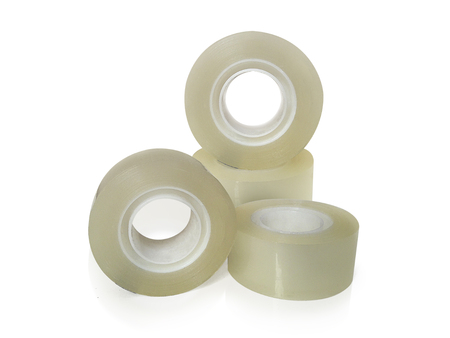 Roll adhesive tape, on isolated white backgroundの写真素材