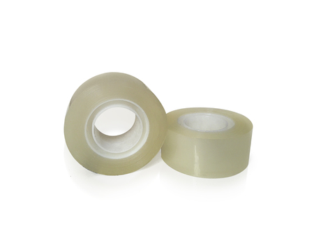 Roll adhesive tape, on isolated white backgroundの写真素材