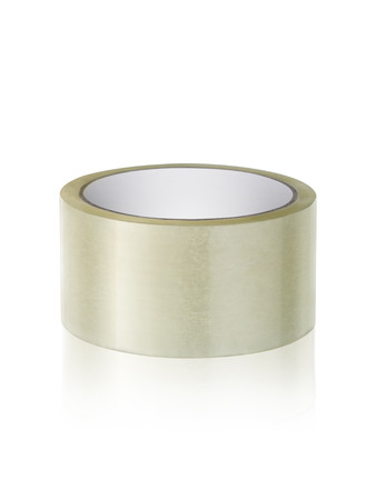 Roll adhesive tape, on isolated white backgroundの写真素材