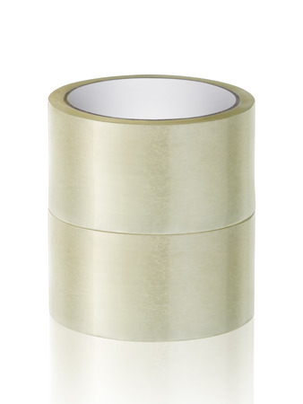 Roll adhesive tape, on isolated white backgroundの写真素材