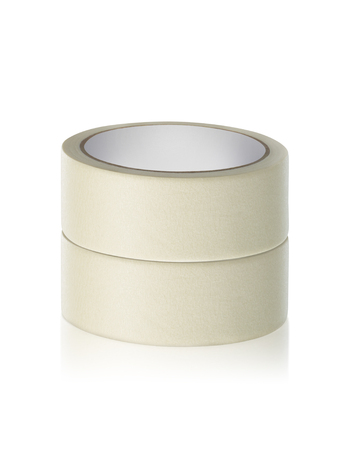Roll adhesive tape, on isolated white backgroundの写真素材
