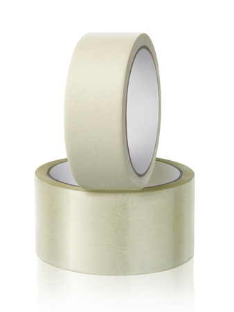 Roll adhesive tape, on isolated white backgroundの写真素材