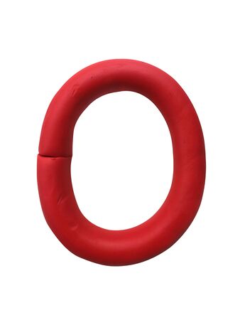 Handmade plasticine alphabet isolated on white background. English colorful letters of modelling clayの写真素材