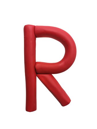 Handmade plasticine alphabet isolated on white background. English colorful letters of modelling clayの写真素材