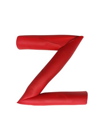 Handmade plasticine alphabet isolated on white background. English colorful letters of modelling clayの写真素材