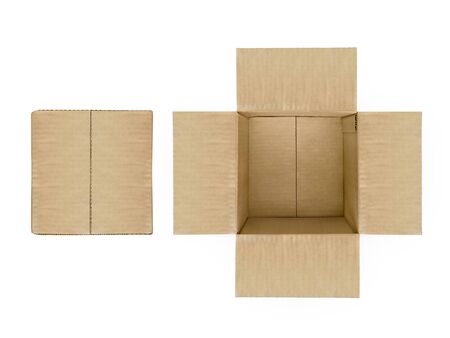 Cardboard box on white background