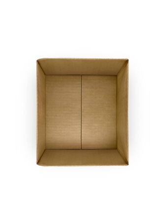Open Empty Cardboard Box Isolated on White Backgroundの写真素材