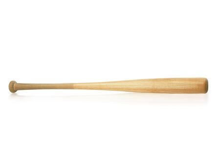 Closeup of baseball bat isolated on white backgroundの写真素材