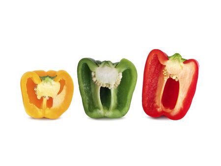 Bell peppers isolated on white backgroundの写真素材