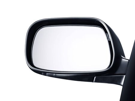 side rear-view mirror on a car white backgroundの写真素材