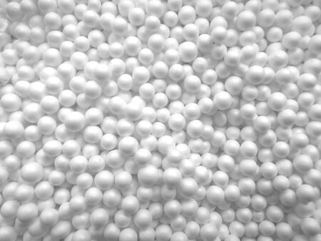 Background of white circle ball pattern texture foam surface abstract backgroundの写真素材
