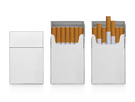 Pack of cigarettes isolated on white backgroundの写真素材