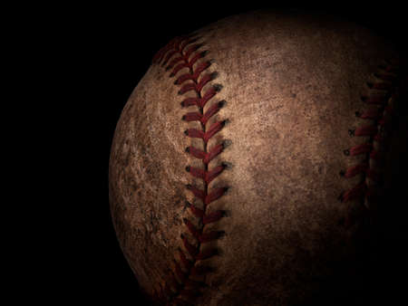 baseball ball on black backgroundの写真素材